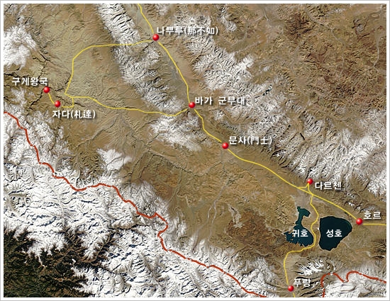 티벳(티베트, tibet) 아리(阿里, Ngari) 루트 지도